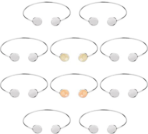 WEBEEDY 10 Stück 12mm Blank Manschette Armband Lünette Trays Blank Einstellungen Bangle Armband für Schmuck Machen DIY