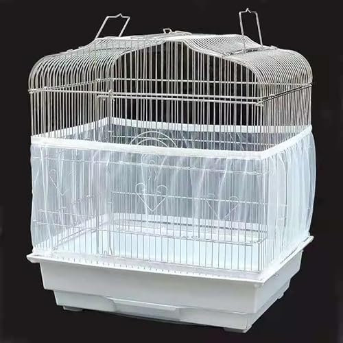 AOVNA Bird Cage Net Cover Seed Catcher Skirt Stretchy Seed Catcher Ventilate Dustproof Cover (White)