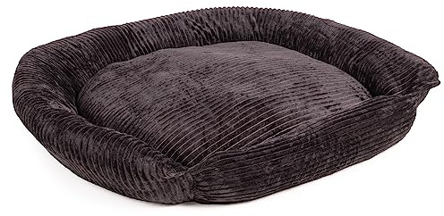 Wallace & Jones | Hundebett Cordo - Breitcord-Obermaterial samtweich - schwarz | L | ca. 130 x 125 x 25 cm