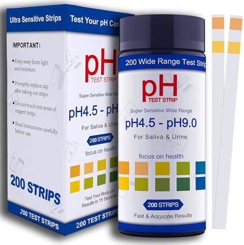 PH-Teststreifen für Urin und Sp, 200 ct Urin-pH-Teststreifen für Menschen, schnell und präzise verfolgen und überwachen Sie Ihren pH-Wert (4,5–9,0 ppm) in Sekunden, schnell und einfach zu testen