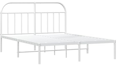 vidaXL Bettgestell mit Kopfteil Metall Weiß 160x200 cm