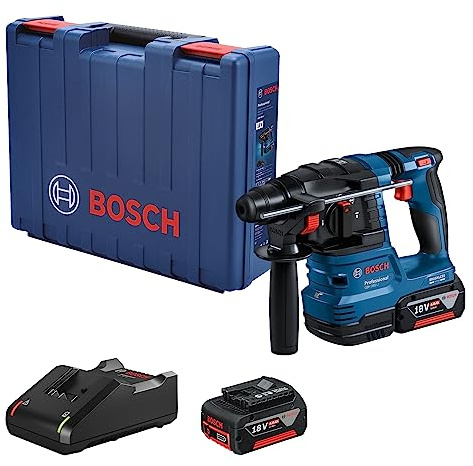 Bosch Professional 18 V System: Akku-Bohrhammer mit SDS plus GBH 185-LI Aufnahme (2x GBA 18V 4,0Ah Akku, Schnellladegerät GAL 18V-40)