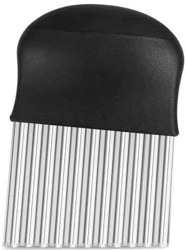 AIOUNIYA Cortador ondulado de acero inoxidable para verduras, patatas fritas, mantequilla y frutas (negro)