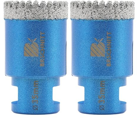 BRSCHNITT Diamond Core Drill Bit 35mm, M14 Vacuum Brazed Diamond Tip for Tile, Porcelain, Ceramic, Marble, Granite, Stone, Masonry, Brick (2pcs)