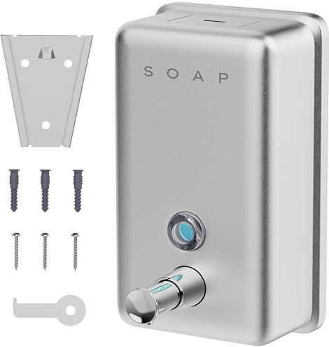 Hovea - Seifenspender Wandbefestigung 1100ml - Edelstahl Seifenspender zur Wandmontage - Flüssigseife, Shampoo - Wand Soap Dispenser - Gebürstetes Metall Anti-Rost - Bad, Küche - SP1100