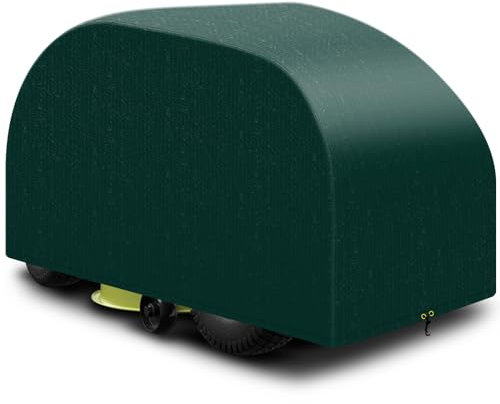 PATIO PLUS Funda para cortacésped, cubierta para tractor de césped al aire libre, material de tela de polietileno de alta calidad, impermeable, resistente al viento, anti-UV, 110 x 165 x 103 cm