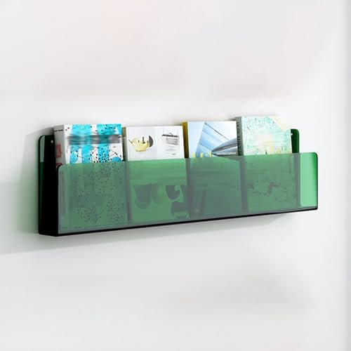 Schwebendes Wand-Bücherregal für Kinder 16 24 32 40 47 Zoll, Wandmontage-Zeitschriftenhalter aus Acryl, hängender Broschüren-Aktenständer für Büro, Zuhause, Ausstellungen (Farbe: Transparent, Grö