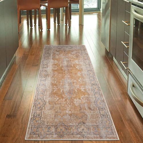 TALETA Küchenläufer waschbar rutschfest, bunter Teppichläufer Flur, Küchenteppich, Vintage Bettvorleger, Teppich Läufer Flur, Küchen, Eingang, Teppich, 80 x 150 cm