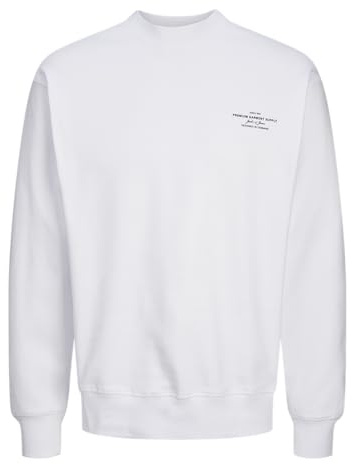 JACK & JONES Jprblachad Branding Sweat Crew Neck SN Maglia di Tuta, Bianco, XL Uomo