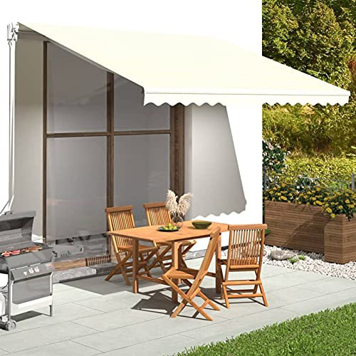 Rantry Mobile Tessuto di Ricambio per Tenda da Sole Tenda da Sole Tende da Sole per Balconi Tenda da Sole a Bracci Estensibili Tenda da Sole a Caduta Tende da Esterno Crema 4x3,5 m