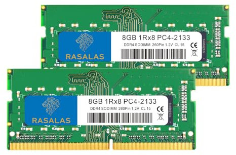 RASALAS MTXtec Barrette de mémoire vive pour ordinateur portable 16 Go (2 x 8 Go) DDR4 2133 MHz PC4-17000 Non-ECC Unbuffered 1,2 V CL15 1Rx8 PC4-2133P 8 Go