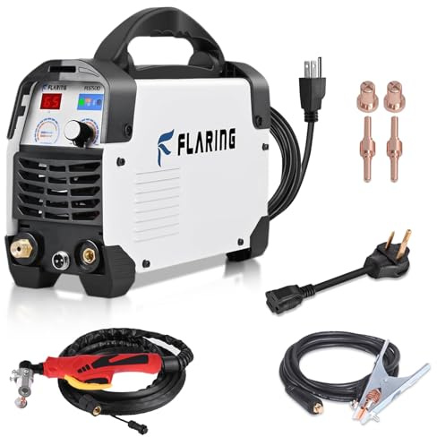 FLARING Plasma Cutter,65 Amp Plasma Cutter Machine 120V 240V 4/5 (20mm) Max Cutting 1/2 (12.7mm) Clean Cut IGBT High Frequency Inverter Touch ARC Plasma Cutter with Consumable Set Update 5th FC650D