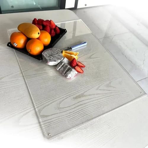Tabla de cortar acrílica transparente de 40 cm x 45 cm, tablas de cortar con borde, tabla de cortar de cocina antideslizante, protector de encimera de cocina, alfombrilla protectora para encimera,
