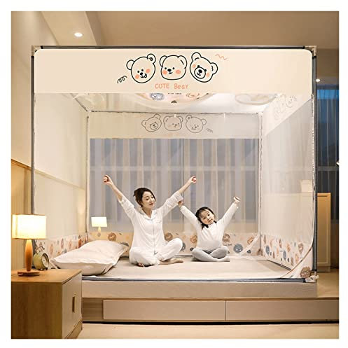 Faltbares Moskitonetz für Betten, Pop-Up-Betthimmel und Vorhänge, Bettvorhänge mit 3 zu öffnenden Türen für Zuhause, Schlafzimmer, Dekoration, Outdoor, Reisen, Camping (Farbe: E, Größe: 180