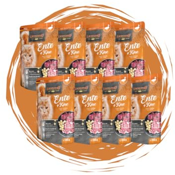Leonardo Frischebeutel 8x85 g - Katzenfutter - Nassfutter - Multi Bundle - Sparpaket - Pouch - Verschiedene Sorten (8X Ente + Käse)