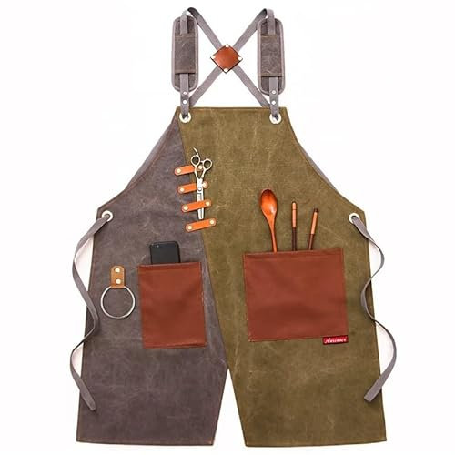 LXHZSY Tool Apron Strap Durable Goods Heavy Duty Canvas Work Apron with Tool Pockets Cross-Back Straps Adjustable For Woodworking Painting(5)