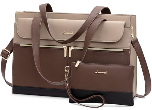 LOVEVOOK Laptop Handtasche Damen 15,6 Zoll, PU Leder 2 in 1 Crossbody Tote Bag Handbag, Groß Business Shopper Tasche Arbeitstasche, Elegant Schultertasche Aktentasche Lehrertasche für Büro Arbeit