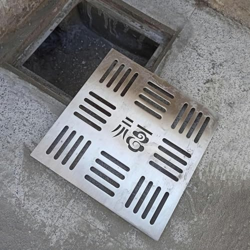 Drain Grate Square Drain Cover with Removable Grate, Small Outdoor Drain Grate Stainless Steel, Drain Strainer for Sump Pump Discharge, Sewer Yard Drain(40x40x3cm(15 3/4 x 15 3/4 x 1 1/8))