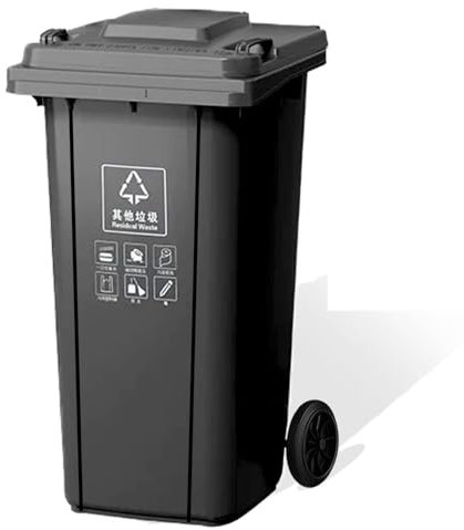 Bote Basura Plástico Con Ruedas For Garaje 80 L Bote Basura For Exteriores Con Tapa Cuerpo Engrosado Ruedas Reforzadas Contenedor Basura Industrial Móvil De Alta Resistencia, Fácil De Limpiar Y Mover