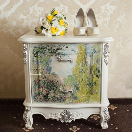 neukids 42×50cm Möbel decoupage Papier, dekoratives Ölgemälde Üppig angelegte Gärten Kunst Dekoration Papierhandtuch, dekorative reispapier für Schlafzimmermöbel Wände, für unebene Gegenstände