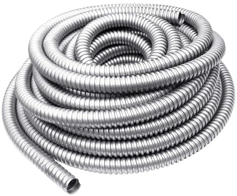 NIDAYE 50 ft 3/4 Inch Reduced Wall Flexible Metal Conduit,Low Voltage, Galvanized Steel Outdoor Electrical Conduit for Greenfield Wiring, Cable Management