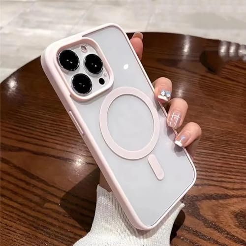DENUVI Custodia di ricarica wireless per iPhone 15 14 13 12 11 Pro Max Mini X Xs Xr 7 8 Plus Custodia rigida in acrilico trasparente (per iPhone 15 Plus/rosa)