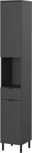Germania Hochschrank GW-Arcena 1393-547, in Graphit, gedämpfte Türen und Schublade, 30 x 190 x 34 cm (BxHxT)