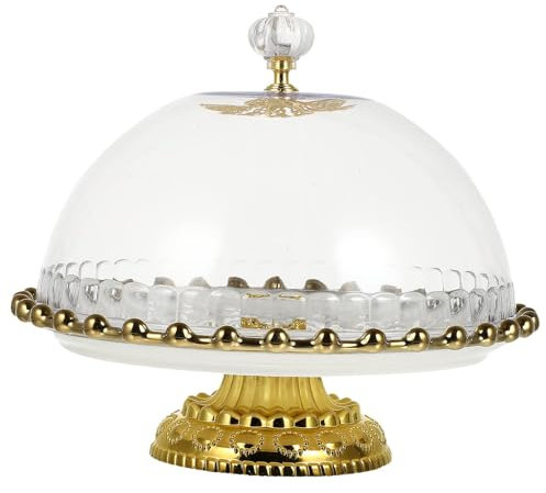 Gaxcent Kuchenhaube Keramik Kuchenplatte Glas, Kuchenglocke Ständer Tortenständer Glashaube Lebensmittel Abdeckung Für Hochzeit Geburtstag Party,A