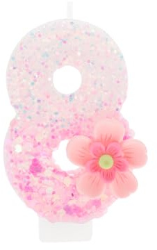 CAPASTEC Födelsedagsljus nummer 6, blomma födelsedagstearinljus, tårtdekoration kakdekoration, födelsedagsljus för födelsedagsdekoration, rosa