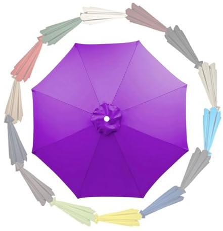 Parasol Replacement Canopy 6 Ribs/8 Ribs 2.0m 2.30m 2.50m 2.70m 3.0m 3.50m Replacement Parasol Fabric Cover For Garden Umbrella UV 50+ Waterproof(Purple,6.5ft (200cm)/6 Ribs)