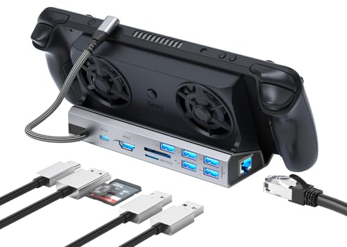 YCE 13-in-1 Dual Fan Steam Deck Dock Suitable Valve Steam Deck & OLED/Switch & 2 / Asus ROG Ally & X/Lenovo Legion Go & S & 2/MSI Claw,Nintendo Switch 2 Dock,Steam Deck Accessories,Docking Station