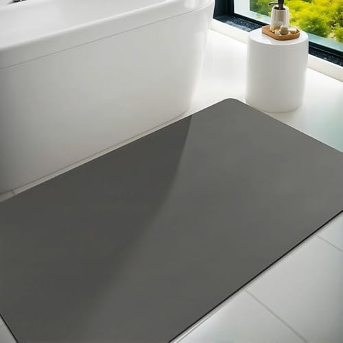 Dolic Badematte, Badevorleger, Gummi, rutschfest, dünn, saugfähig, schnelltrocknend, schmutzabweisend Vorleger für Badezimmerboden, Badewanne und Duschraum im Außenbereich (Dark Grey, 60 x 120cm)