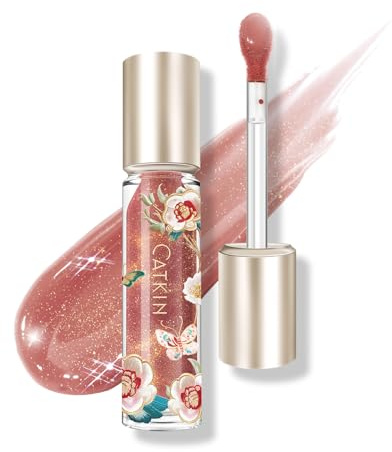 CATKIN Serum Plumping Lipgloss, Getöntes Lippenöl, Aufpolsternde Lippen, Hochglänzende, Kühlendes Gefühl, Feuchtigkeitsversorgung, Langanhaltend, Nicht Fettend, Enthält 90% Pflegende Essenz, 3.5ml