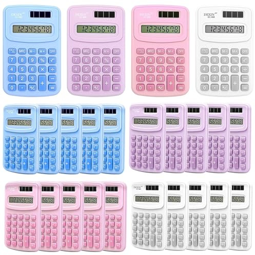 Lot de 24 Mini Calculatrices de Bureau, 8 Chiffres, Format 10 x 6,4 cm