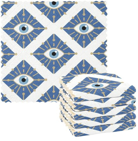 Amooorous Bohemian Blue Eyes - Toalla absorbente de microfibra para cocina, paños de cocina de rizo esenciales grandes de microfibra para limpieza, 11 x 11 pulgadas, juego de 6