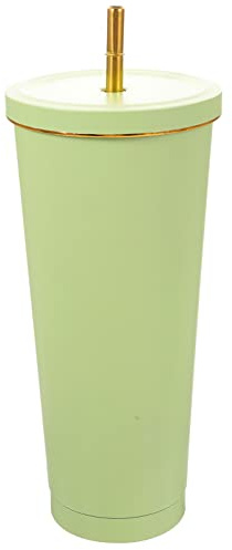 BEBEMOKO Vaso de Café Inoxidable con Pajita y Tapa Aislamiento Doble Portátil 304 Acero Inoxidable Taza de Viaje para Automóvil y Actividades Libre 350 Ml
