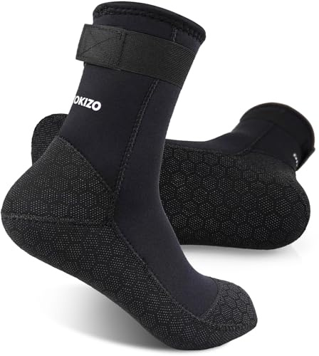 PAWHITS Neopren-Tauchsocken, 3mm Tauchsocken mit verstellbarem Gurt, thermische Anti-Rutsch-Wassersocken für Scuba, Schnorcheln, Surfen, Kajakfahren (M)