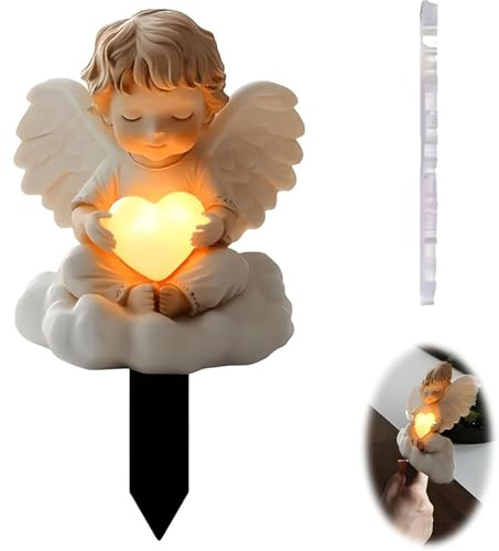 Eternal Embrace Angel Garden Stake - 2D Flache Acryl Gedenk-Engel Gartenpfähle, Gartenstecker Mit Engel Und Herz, Wasserdicht Trauer Gartenstecker Für Den Hof Grab Friedhof