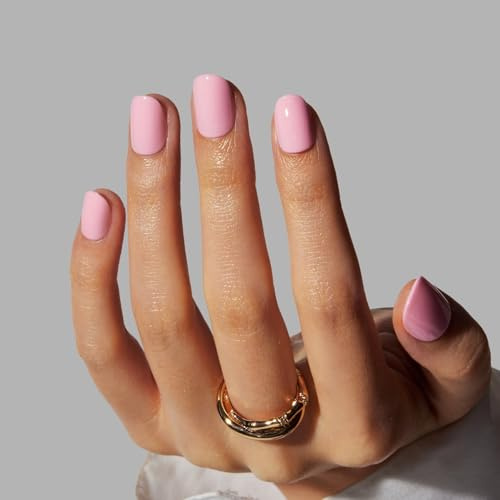LAMIMOSA Pink Press On Nails Extra Short Round 32er Set – Babyrosa Einfarbig Nägel zum Aufkleben mit Kleber & Tabs, Sommer Soft Gel Fake Nails in 16 Größen, Extra Kurz Rund xs Nägel, ROSETTA