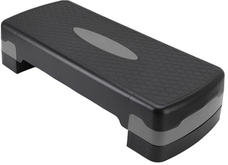 POENVFPO Übungs-Step-Plattform, Höhenverstellbarer Aerobic-Step-Plattform-Trainer für Kraft- und Fitnesstraining (Schwarzgrau)