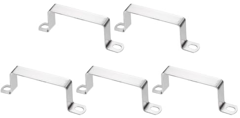 sourcing map Lot de 5 colliers de serrage carrés 80 x 40 mm en acier inoxydable 304 avec boucle en forme de U pour câble de tuyau, argenté