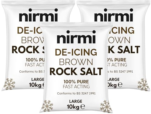 Nirmi Brown Rock Salt 10kg (Pack of 3) - Large - Effective De-Icing Grit for Roads, Paths, Car Parks, Driveways | Fast Ice Melt | Bulk Winter Salt for Outdoor Use