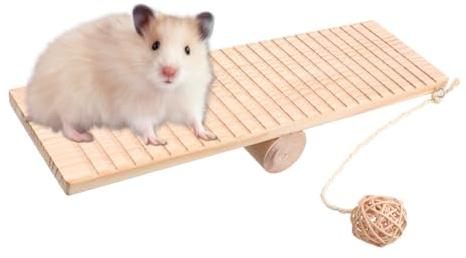 EPIGEIST Balançoire en Bois pour Hamster – D’Équilibre Amusant et Sécurisé Surface Facile à Nettoyer pour L’Éveil Jeu des Petits Rongeurs