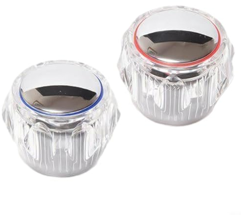 Hoppipola 2PCS Acrylic Hot & Cold Tap Head Covers for Bathroom & Kitchen Faucets, 20-Spline 7.5mm Replacement Tops (Red/Blue)