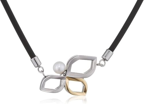 Boccia Damen Collier Schwarz-Silber-Gold 50cm