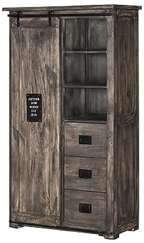 MASSIVMOEBEL24.DE | Schrank Mango 100x45x175 grau lackiert Railway #214