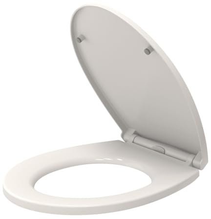 Oval Toilet Seat Cover White Seat Soft Close Quick-Release for Easy Cleaning Plastic Material Durable Toilet Seat Easy Dual Fixing Top & Bottom Fix by AAN®