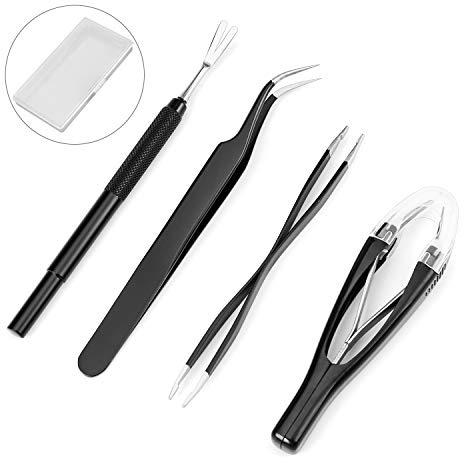 AIDBUCKS Premium Tick Removal Kit - Stainless Steel Tick Remover Hook Tweezers - Use for Cats Dogs Human - 4pcs Set Black Coat