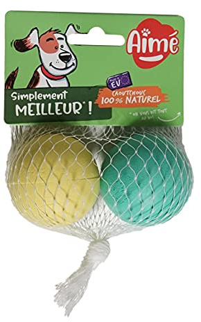 Aime - Juego de 2 Bolas para Perros (Goma, 100% Natural, Resistente, 5 cm)