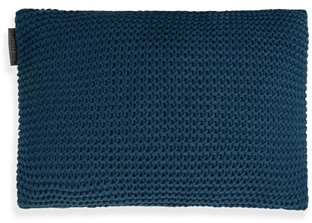 KNIT FACTORY - Vinz Rechteckiges Zierkissen - Petrol - 60x40 cm | Sofakissen mit Füllung und Bezug - Couchkissen - Zierkissen - Grob gestrickter Dekokissen - Zeitloses Design